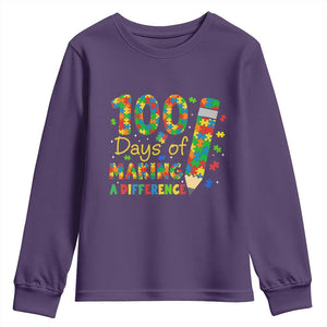 Proud Autism Teacher 100 Days Of School Youth Sweatshirt Making A Difference