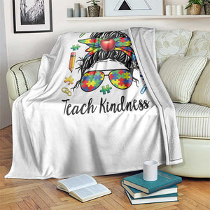 Sped Educator Autism Support Throw Blanket Teach Kindness Messy Bun