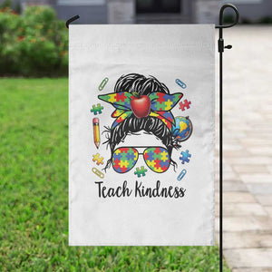 Sped Educator Autism Support Garden Flag Teach Kindness Messy Bun