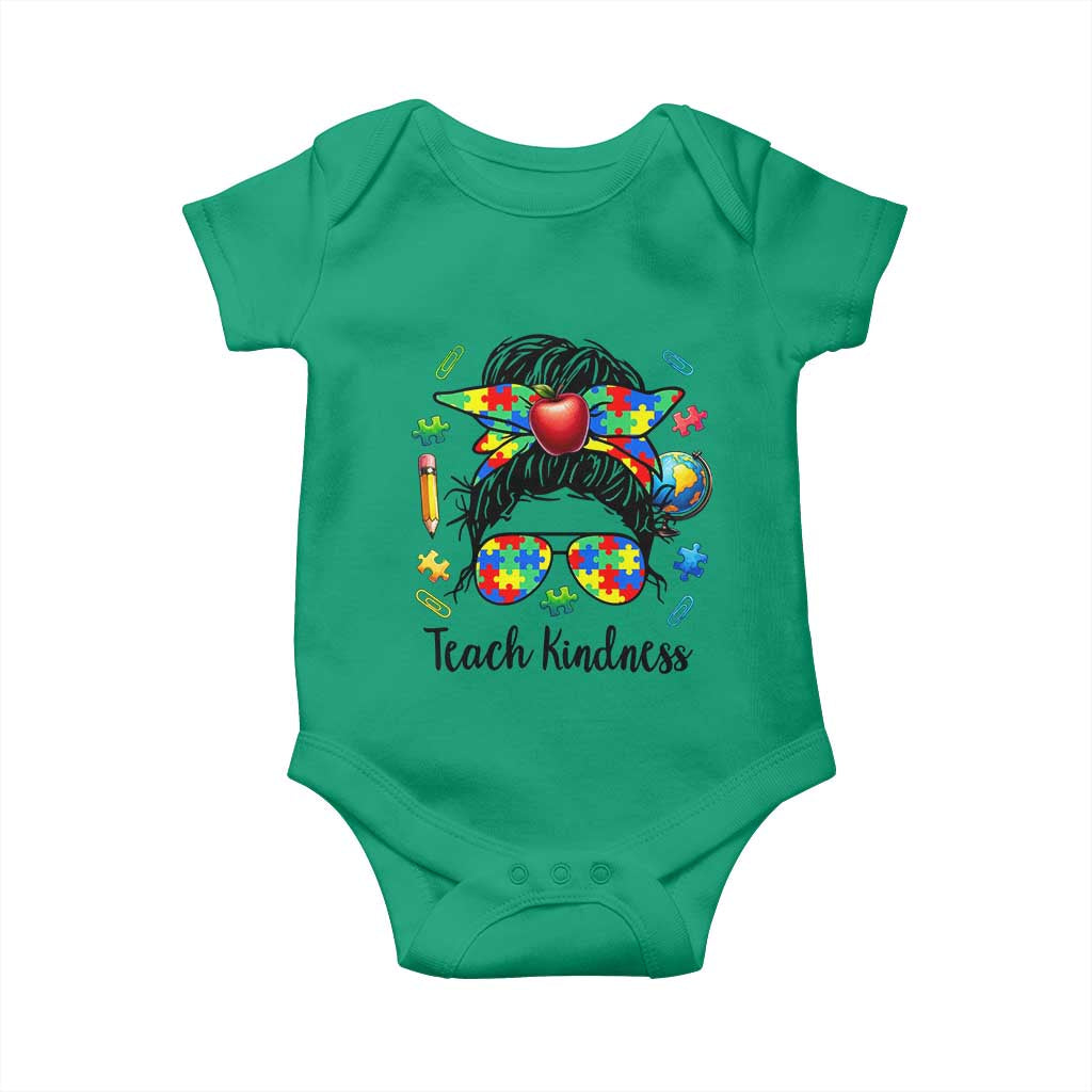Sped Educator Autism Support Baby Onesie Teach Kindness Messy Bun