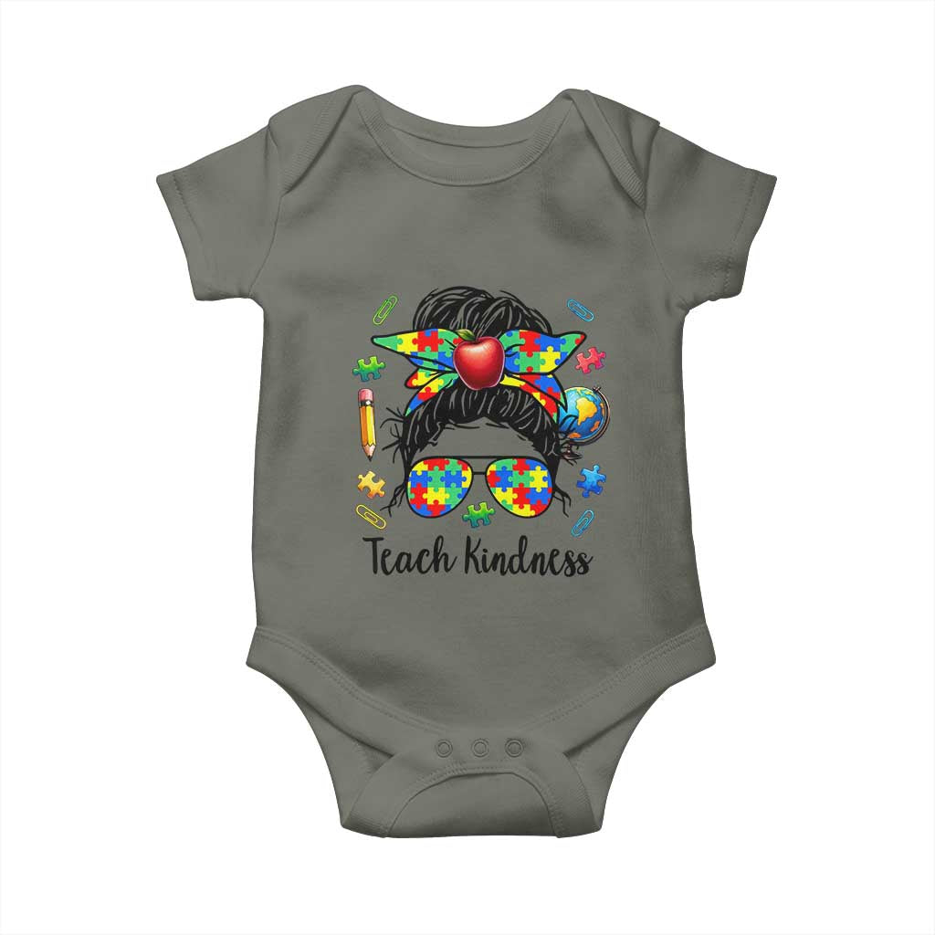Sped Educator Autism Support Baby Onesie Teach Kindness Messy Bun