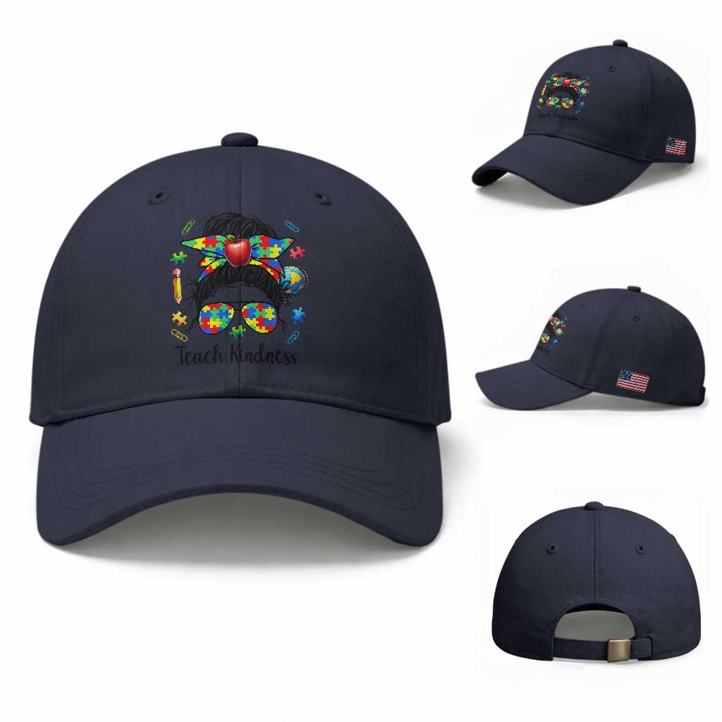 Sped Educator Autism Support Baseball Cap Teach Kindness Messy Bun