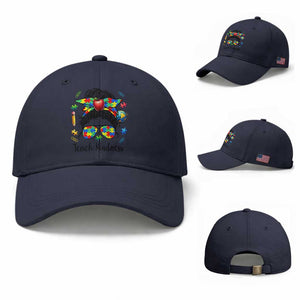 Sped Educator Autism Support Baseball Cap Teach Kindness Messy Bun