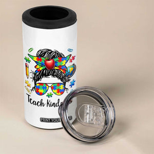 Sped Educator Autism Support 4 in 1 Can Cooler Tumbler Teach Kindness Messy Bun