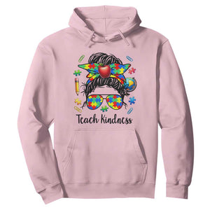 Sped Educator Autism Support Hoodie Teach Kindness Messy Bun