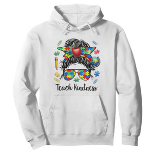 Sped Educator Autism Support Hoodie Teach Kindness Messy Bun