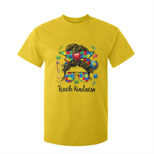 Sped Educator Autism Support T Shirt For Kid Teach Kindness Messy Bun