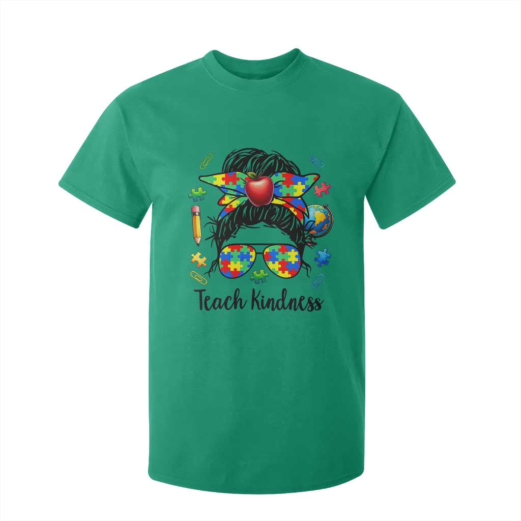 Sped Educator Autism Support T Shirt For Kid Teach Kindness Messy Bun