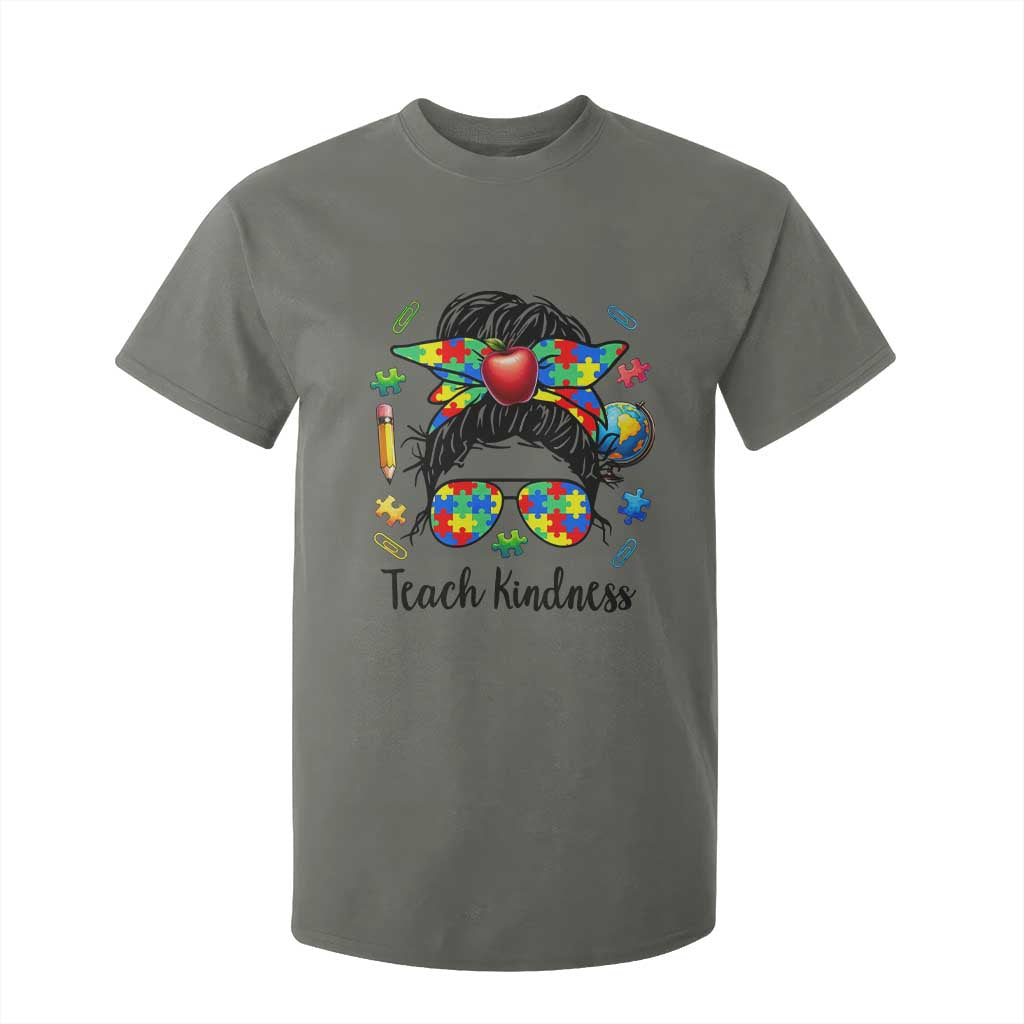 Sped Educator Autism Support T Shirt For Kid Teach Kindness Messy Bun