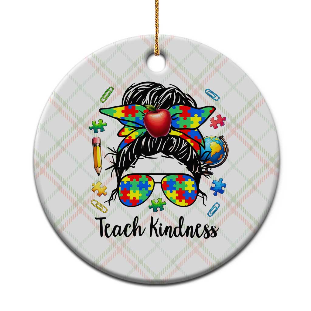 Sped Educator Autism Support Ceramic Ornament Teach Kindness Messy Bun