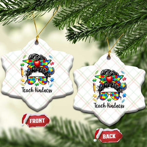 Sped Educator Autism Support Ceramic Ornament Teach Kindness Messy Bun