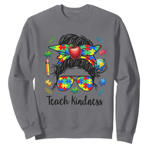 Sped Educator Autism Support Sweatshirt Teach Kindness Messy Bun