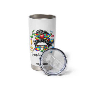 Sped Educator Autism Support Tumbler Cup Teach Kindness Messy Bun