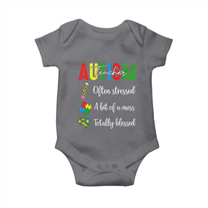 Autism Support Educator Baby Onesie Often Stressed A Bit Of A Mess Totally Blessed