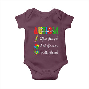 Autism Support Educator Baby Onesie Often Stressed A Bit Of A Mess Totally Blessed