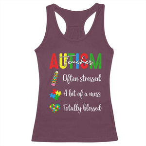 Autism Support Educator Racerback Tank Top Often Stressed A Bit Of A Mess Totally Blessed