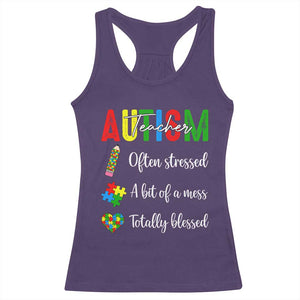 Autism Support Educator Racerback Tank Top Often Stressed A Bit Of A Mess Totally Blessed