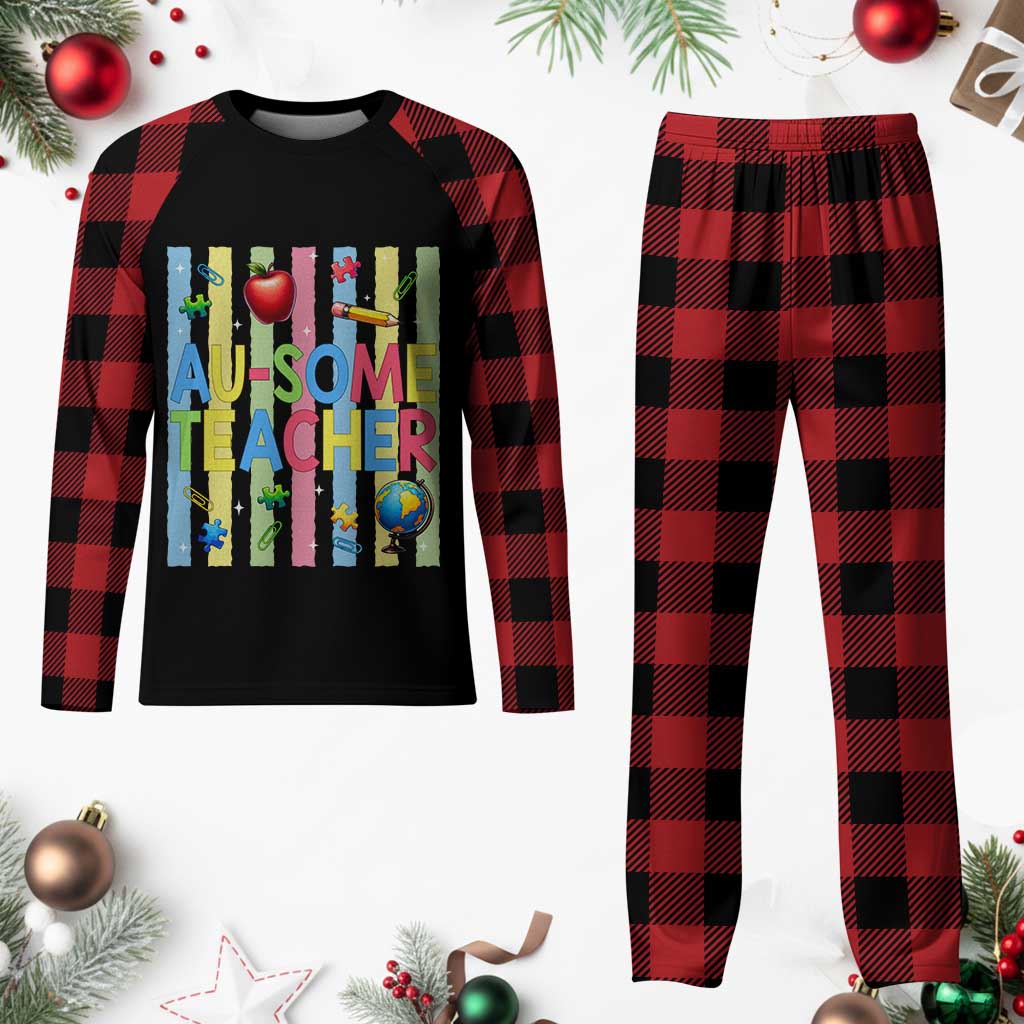 Special Ed Teacher Autism Acceptance Plaid Pajama Set Au Some Teacher TS12 Buffalo Plaid Print Your Wear