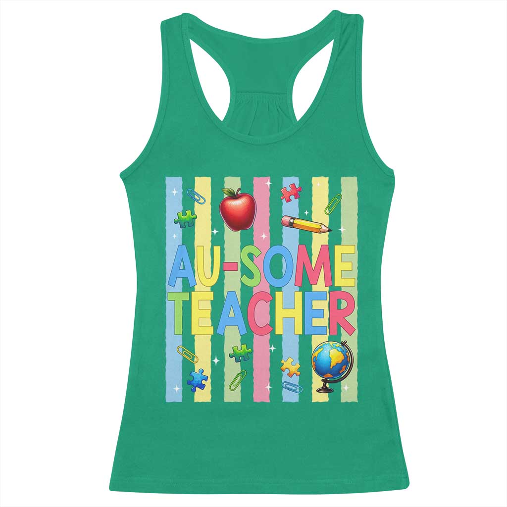 Special Ed Teacher Autism Acceptance Racerback Tank Top Au Some Teacher