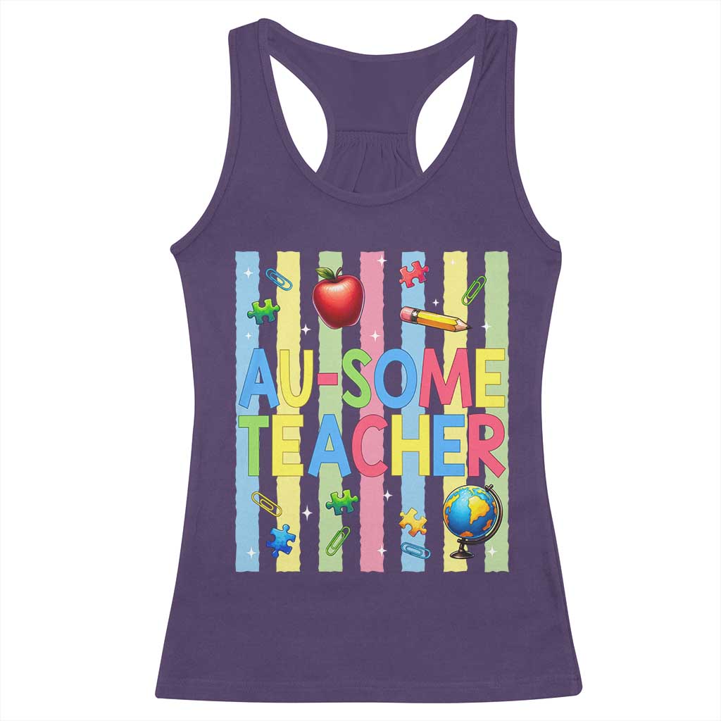 Special Ed Teacher Autism Acceptance Racerback Tank Top Au Some Teacher