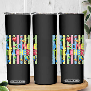 Special Ed Teacher Autism Acceptance Skinny Tumbler Au Some Teacher