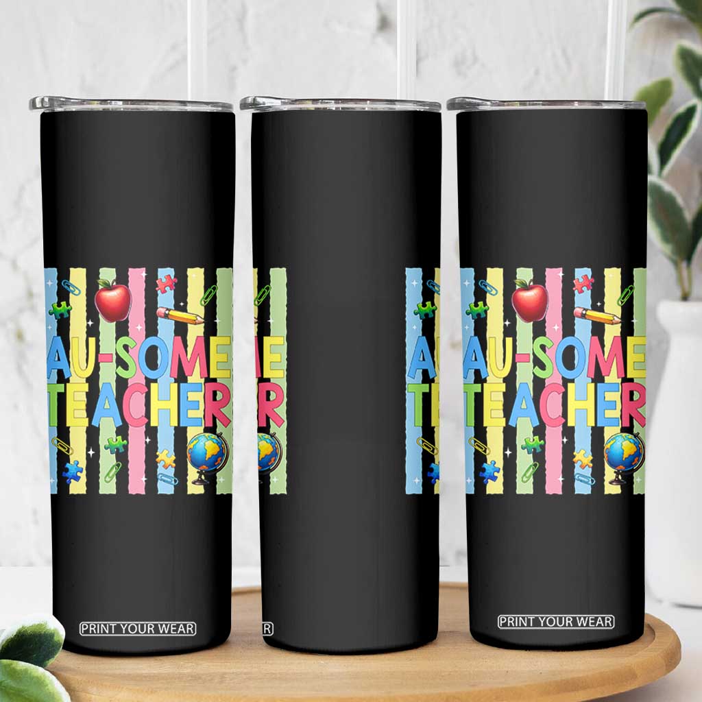 Special Ed Teacher Autism Acceptance Skinny Tumbler Au Some Teacher