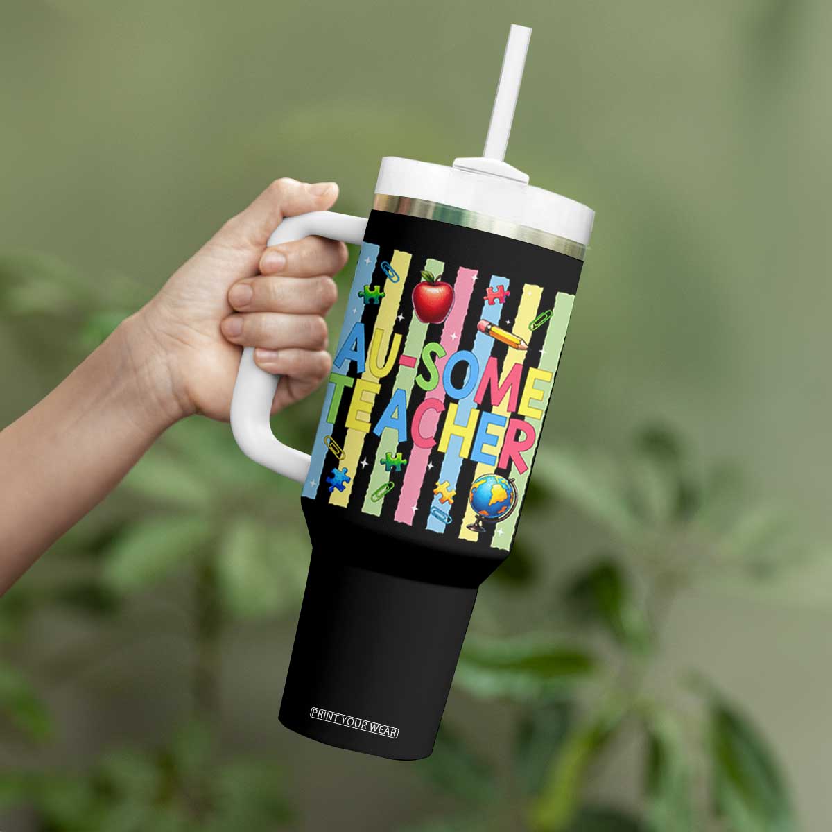 Special Ed Teacher Autism Acceptance Tumbler With Handle Au Some Teacher