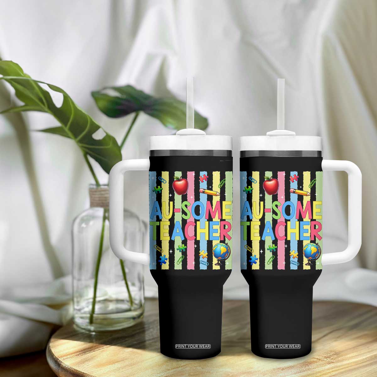 Special Ed Teacher Autism Acceptance Tumbler With Handle Au Some Teacher