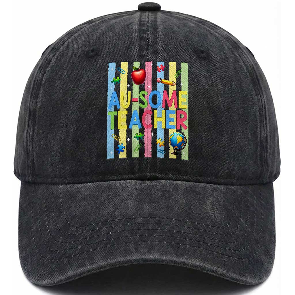 Special Ed Teacher Autism Acceptance Washed Cotton Baseball Cap Au Some Teacher
