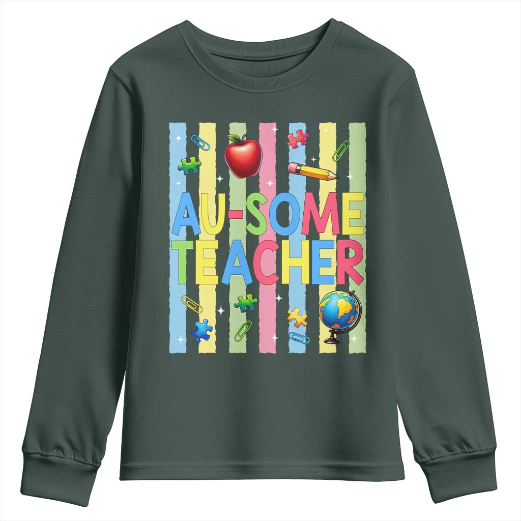 Special Ed Teacher Autism Acceptance Youth Sweatshirt Au Some Teacher