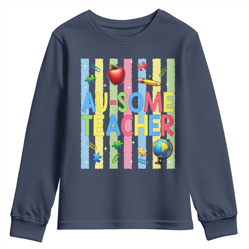 Special Ed Teacher Autism Acceptance Youth Sweatshirt Au Some Teacher