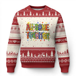 Autism Acceptance Special Education Teacher Ugly Christmas Sweater Au Some Teacher
