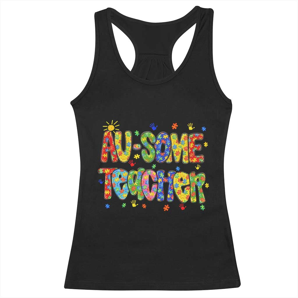 Autism Acceptance Special Education Teacher Racerback Tank Top Au Some Teacher