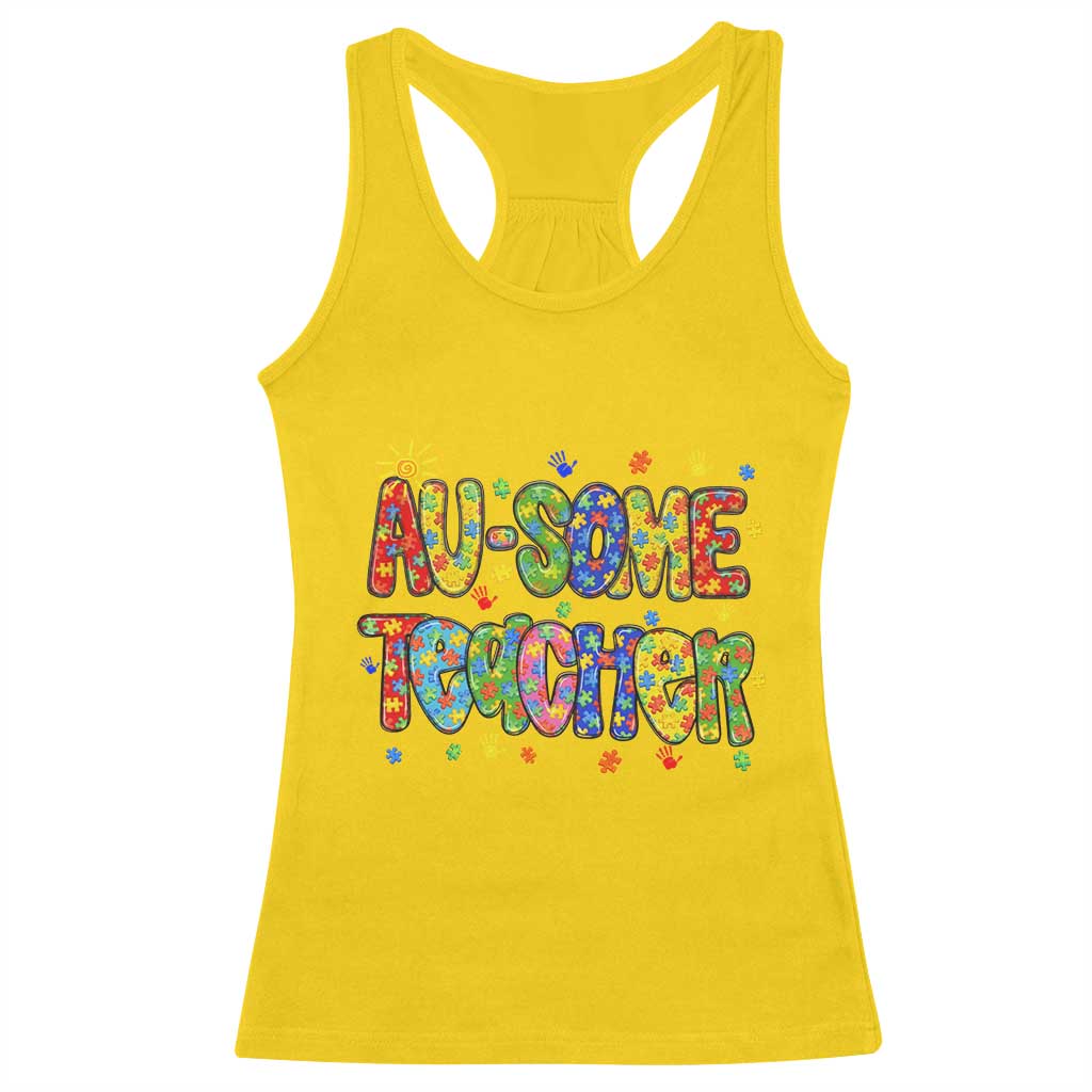 Autism Acceptance Special Education Teacher Racerback Tank Top Au Some Teacher