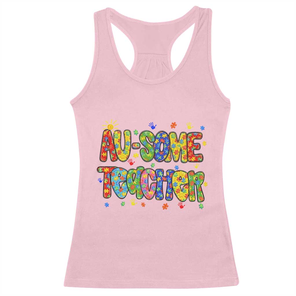 Autism Acceptance Special Education Teacher Racerback Tank Top Au Some Teacher