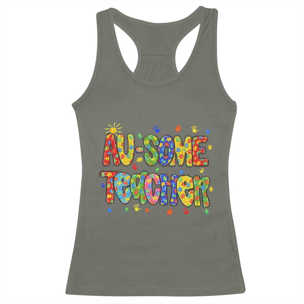 Autism Acceptance Special Education Teacher Racerback Tank Top Au Some Teacher