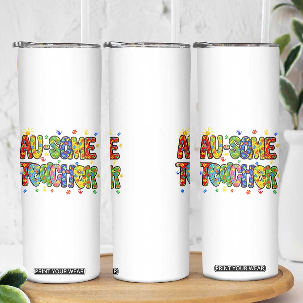 Autism Acceptance Special Education Teacher Skinny Tumbler Au Some Teacher