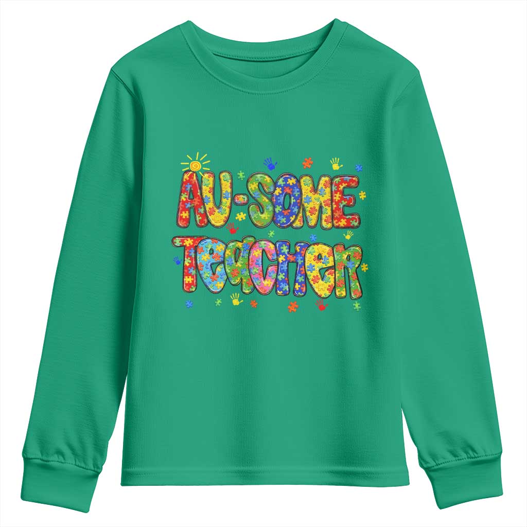 Autism Acceptance Special Education Teacher Youth Sweatshirt Au Some Teacher