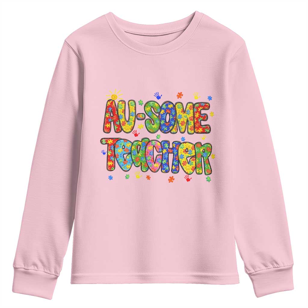 Autism Acceptance Special Education Teacher Youth Sweatshirt Au Some Teacher