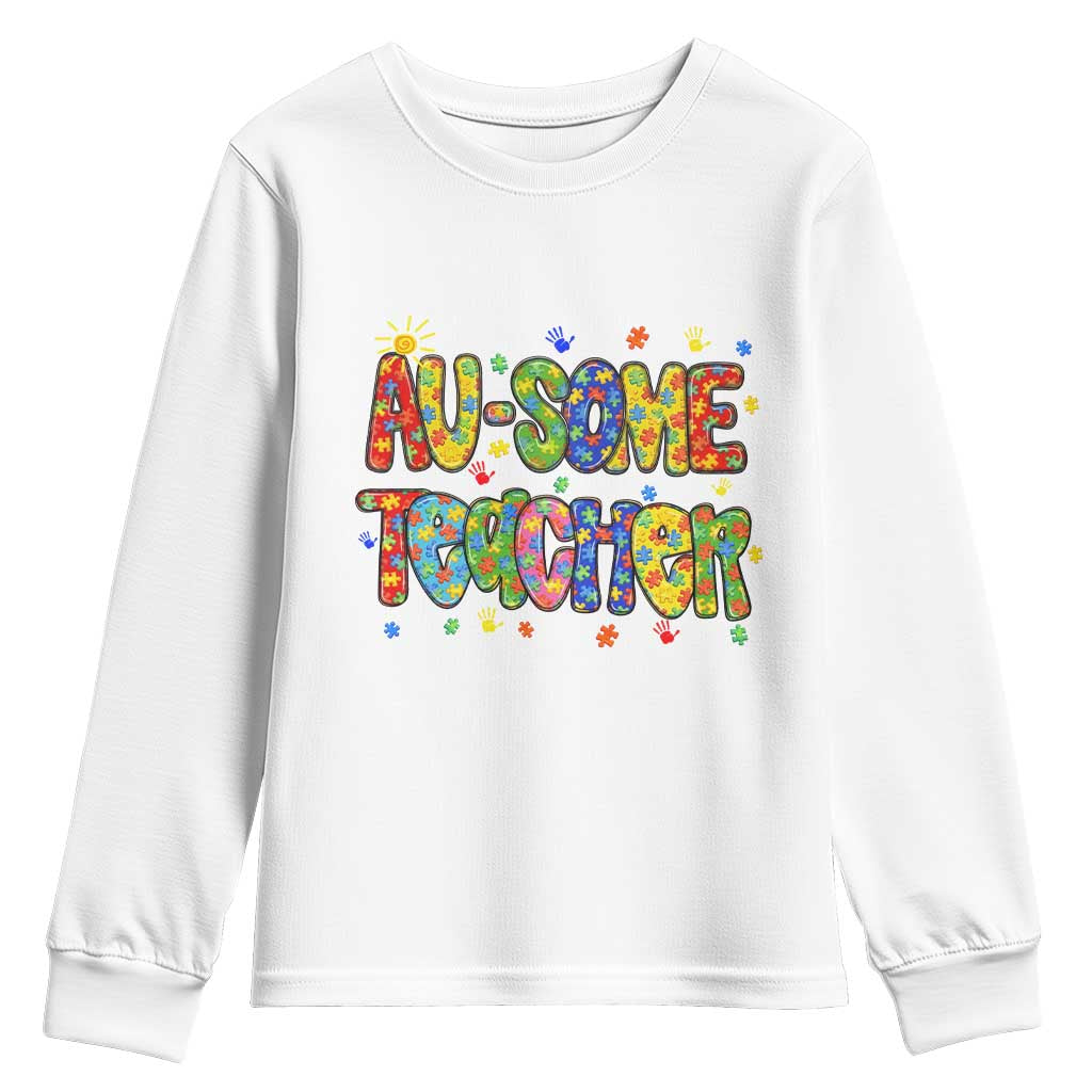 Autism Acceptance Special Education Teacher Youth Sweatshirt Au Some Teacher