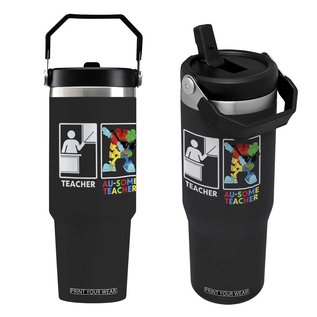 Funny Au Some Teacher Flip Straw Tumbler Autism Acceptance Special Education Gift
