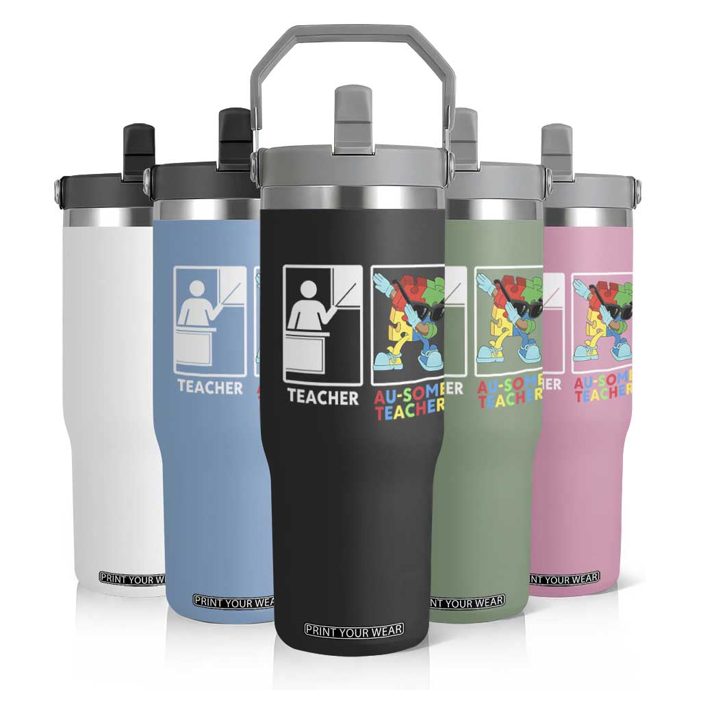 Funny Au Some Teacher Flip Straw Tumbler Autism Acceptance Special Education Gift