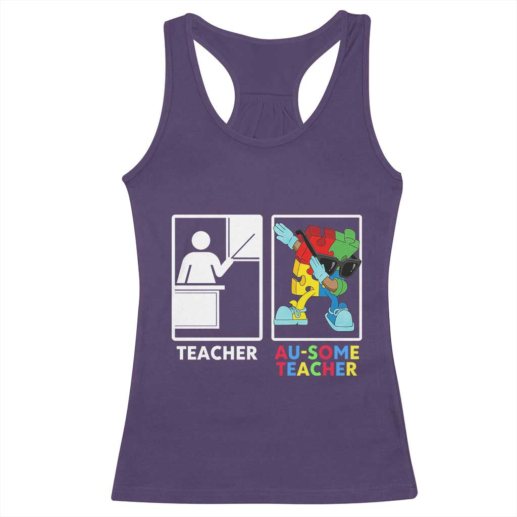 Funny Au Some Teacher Racerback Tank Top Autism Acceptance Special Education Gift