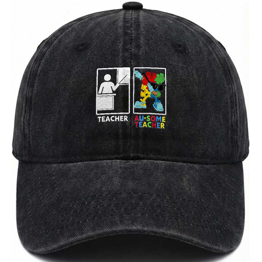 Funny Au Some Teacher Washed Cotton Baseball Cap Autism Acceptance Special Education Gift