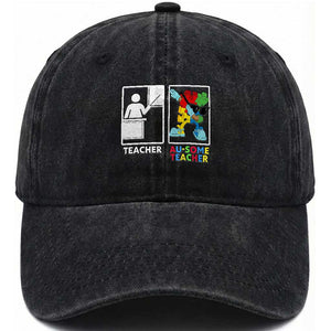 Funny Au Some Teacher Washed Cotton Baseball Cap Autism Acceptance Special Education Gift
