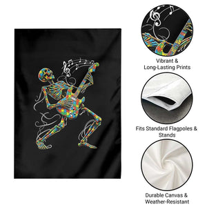 Autism Acceptance Rock Guitar Skeleton Garden Flag Music Lover
