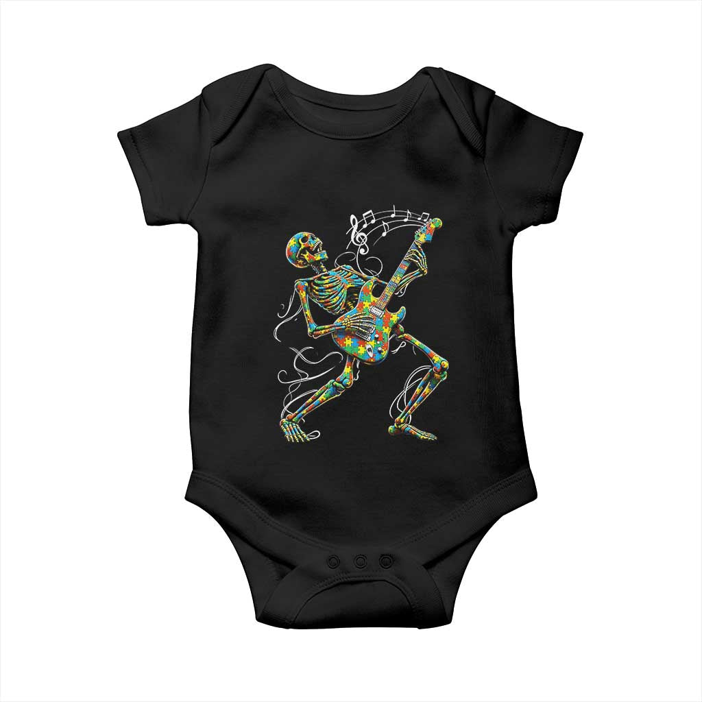 Autism Acceptance Rock Guitar Skeleton Baby Onesie Music Lover