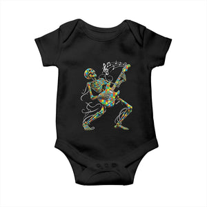 Autism Acceptance Rock Guitar Skeleton Baby Onesie Music Lover