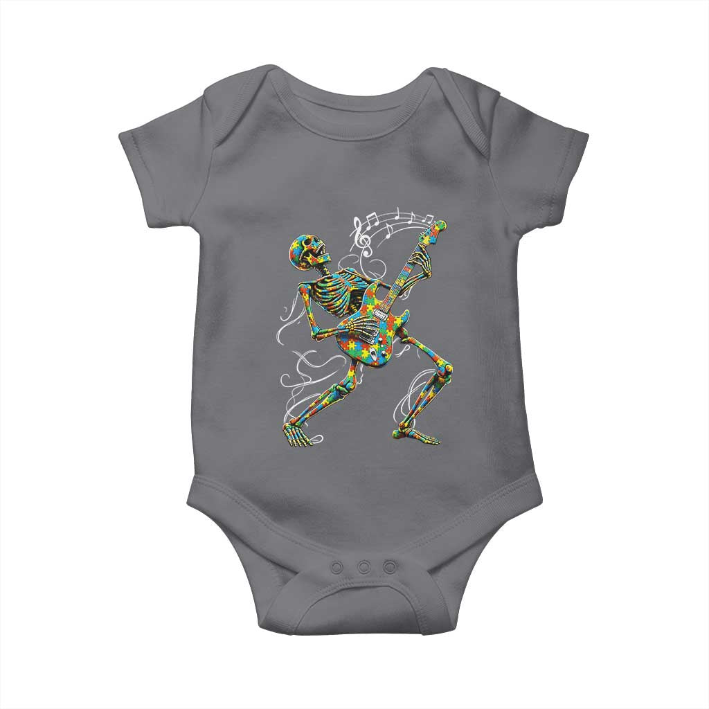 Autism Acceptance Rock Guitar Skeleton Baby Onesie Music Lover