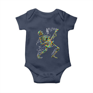 Autism Acceptance Rock Guitar Skeleton Baby Onesie Music Lover
